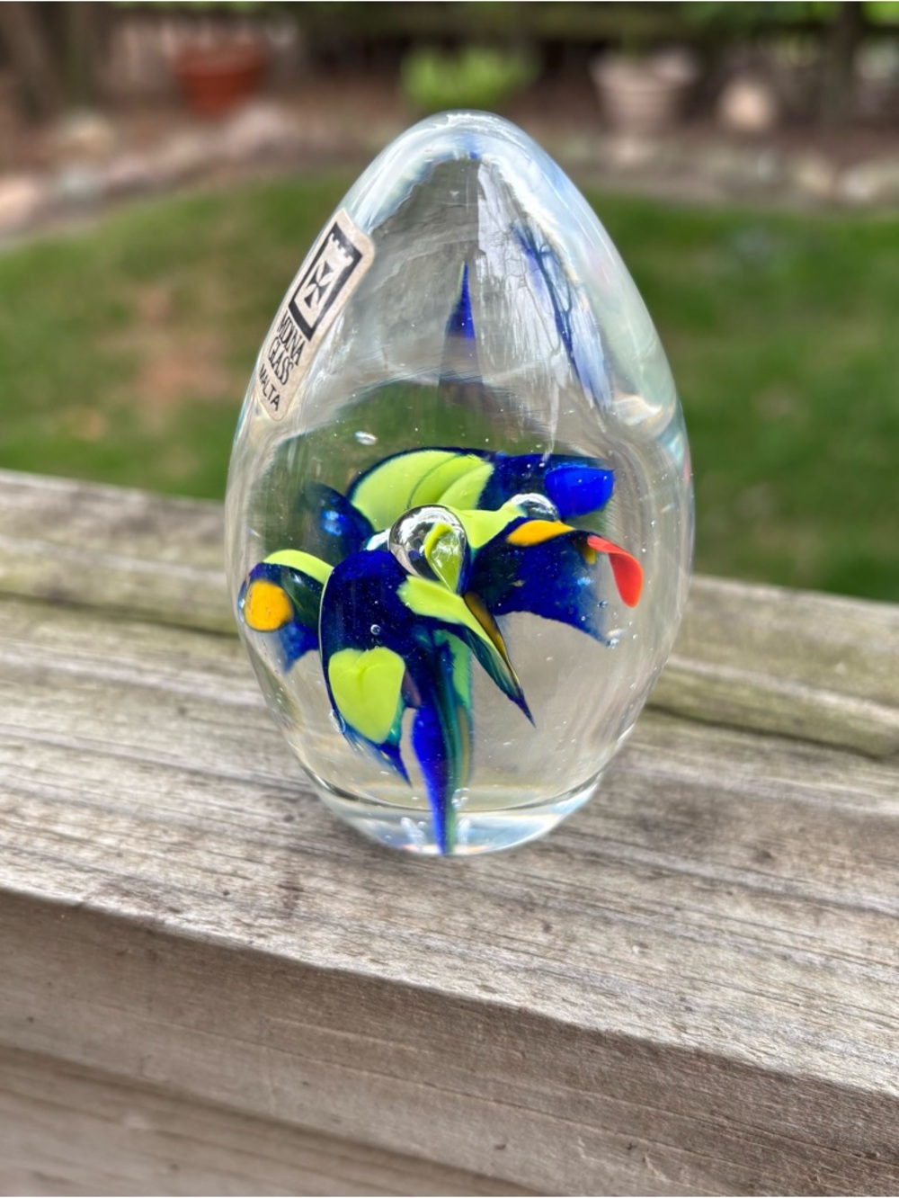 Vintage Mdina Glass Malta Paperweight 3.5” Hand Blown Art Glass Studio